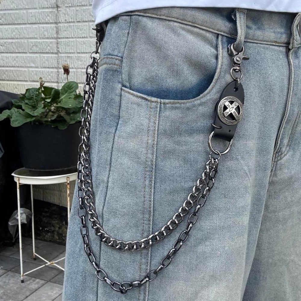 Silver Skull Double Wallet Chain